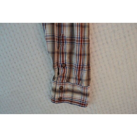 Manchester Men's Large Brown Plaid Embroidered Pearl Snap Western Shirt - Picture 13 of 16